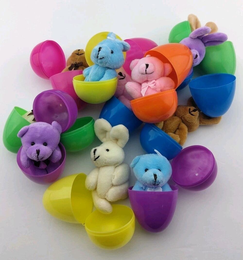 CAMIRUS 11PCS Easter Eggs Filled with Mini Plush Animal Toys, Cute Stuffed Anima